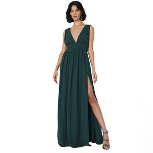 🦋LULUS Women’s Heavenly Hues Forest Green Maxi Dress size-XL